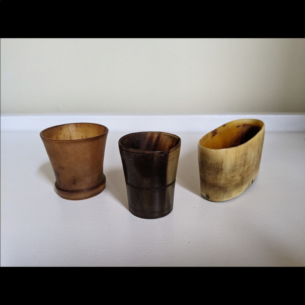 Scandinavian Mid Century Folk Art - Handmade Horn Tiny Cups